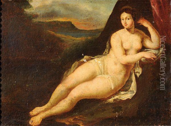 Venus Denudee Sur Fond De Paysage Oil Painting - Girolamo da Carpi