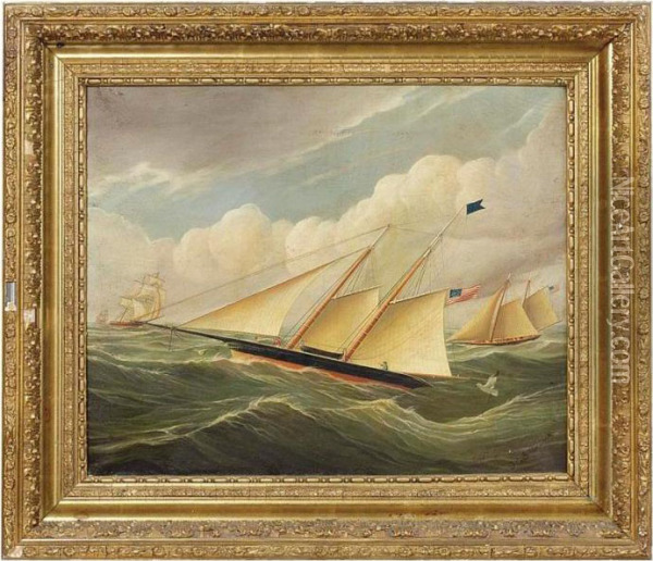 A Sailboat Race Oil Painting - James E. Buttersworth