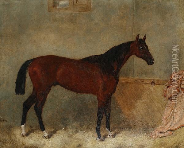 'starter' In A Stable Oil Painting - Harry Hall
