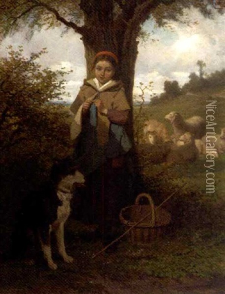 The Young Shepherdess Oil Painting - Louis Simon Cabaillot Lassalle