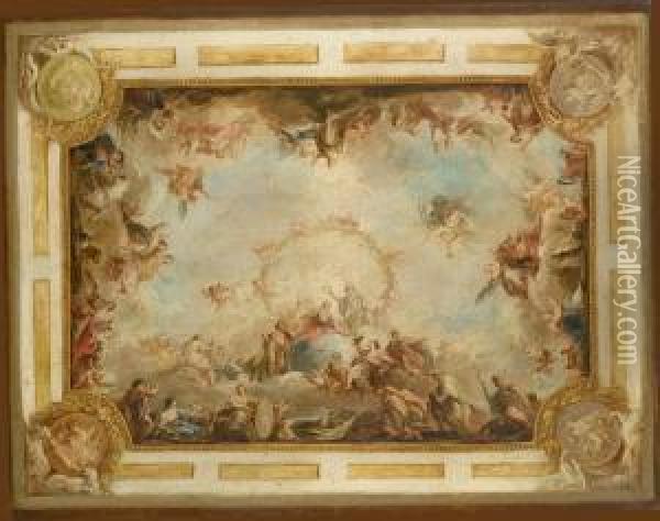 L'apotheose D'hadrien: Projet Pour Le Plafond Du Palais Royal Demadrid Oil Painting - Mariano Salvador Maella