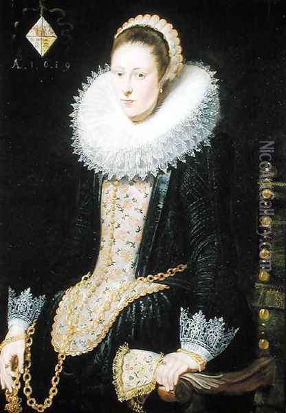 Portrait of a Lady of the Pelgrom Family, 1619 Oil Painting - Cornelis De Vos