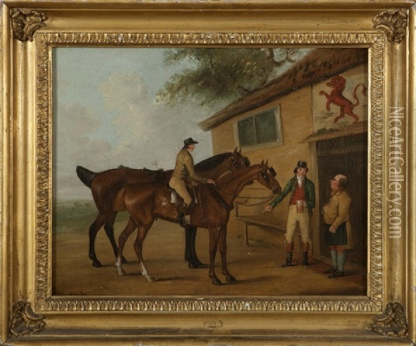 Riders Stopping At A Tavern Oil Painting - John Francis Sartorius