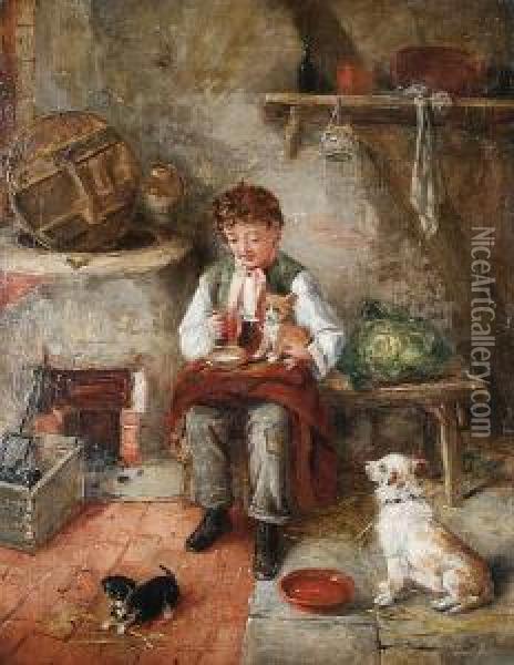 Feeding Time Oil Painting - Edwin Frederick Holt