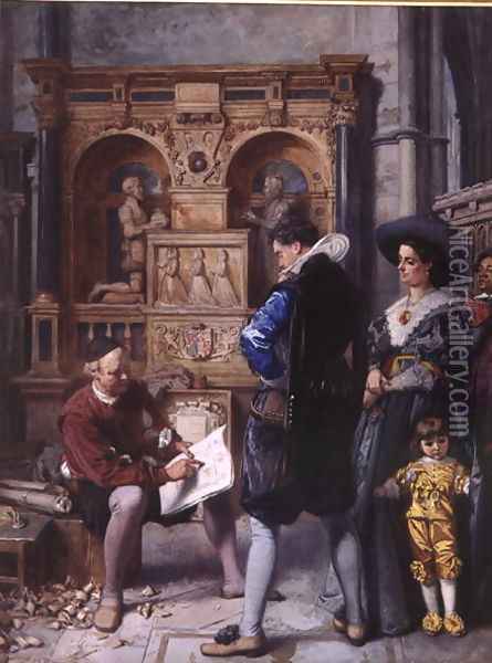 A Meeting with the Architect Oil Painting - Edward Killingworth Johnson