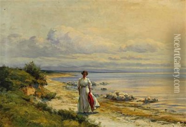 A Young Woman On The Beach Oil Painting - Wilhelm Schuetze
