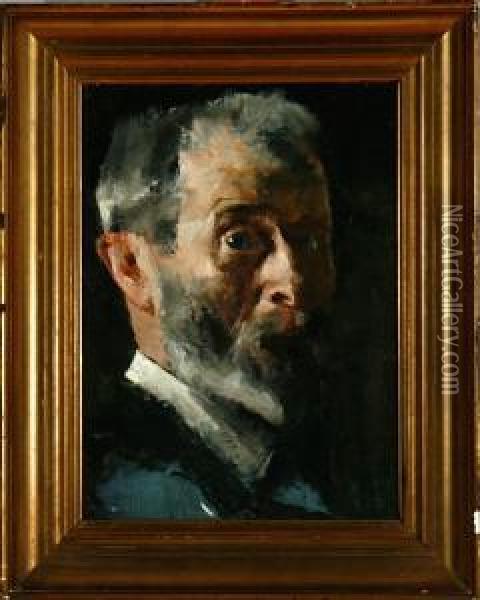The Artist's Selfportrait Oil Painting - Peter Alfred Schou
