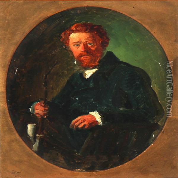 Portrait Of The Danish Artist Fritz Jurgensen Oil Painting - Nikolai Habbe