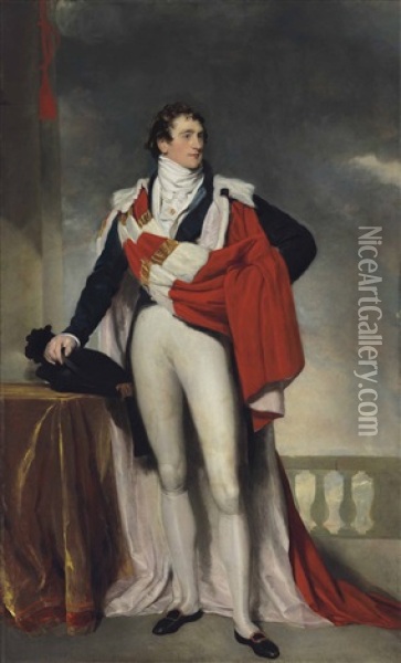 Portrait Of Charles Gardiner, 1st Earl Of Blessington (1782-1829), Full-length, In Coronation Robes, By A Draped Table And Balustrade Oil Painting - Thomas Lawrence