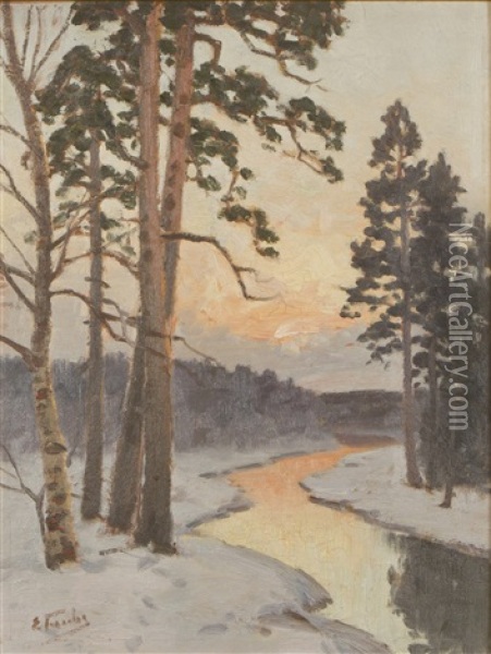 Winter Landscape Oil Painting - Eugen Taube
