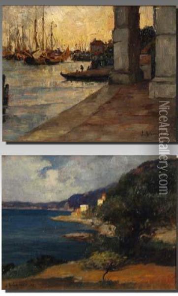 Porticciolo, 1907 Oil Painting - Luigi Arbarello