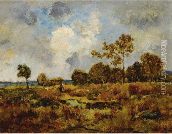 Une Clairiere Pres De La Foret De Fontainebleau, Par Tempsd'orage Oil Painting - Narcisse-Virgile D Az De La Pena