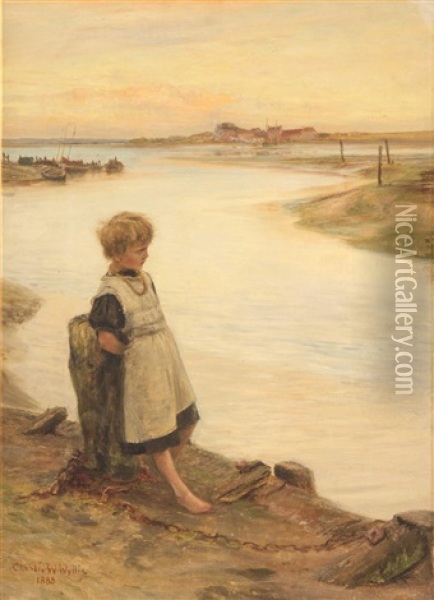 Waiting For Father Oil Painting - Charles William Wyllie