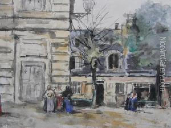 Femmes Dans La Rue Oil Painting - Jacques-Edouard Dufeu