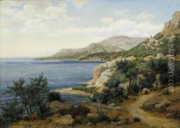 On The Italian Coast Oil Painting - Franz Pauly