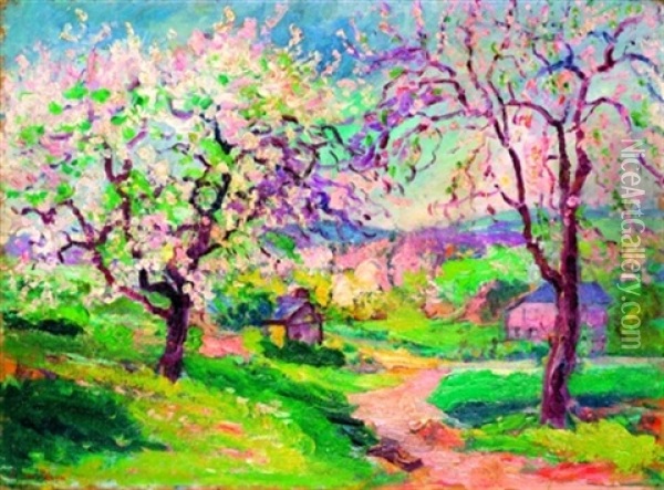 Les Arbres En Fleurs Oil Painting - Julien Hippolyte Feron