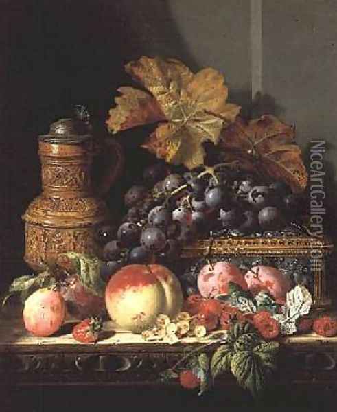 A Still life of Fruit Oil Painting - Edward Ladell