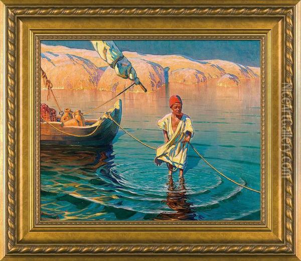 By Nile In Assu Oil Painting - Aleksander Laszenko