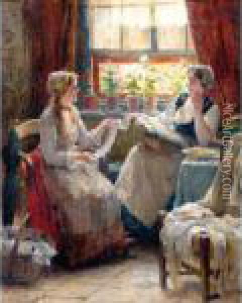 The Lacemakers Oil Painting - Edward Antoon Portielje