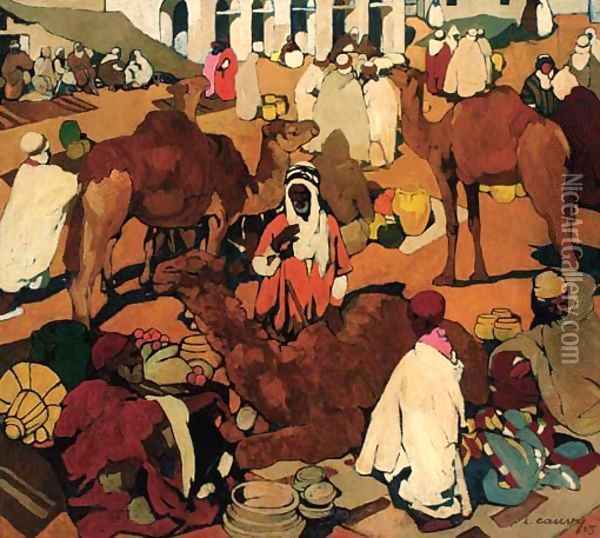 An Arab bazaar Oil Painting - Leon Cauvy