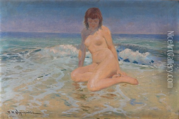 Naked In The Sea Oil Painting - Felix Michal Wygrzywalski
