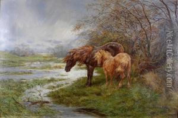 Wind And Rain - The Vale Of Conway Oil Painting - Basil Bradley
