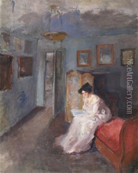 The Artist's Wife Oil Painting - Albert De Belleroche