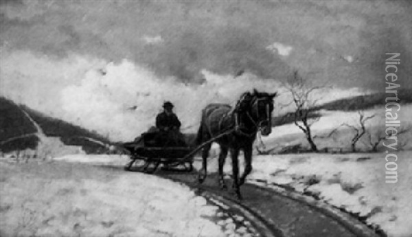 Ausfahrt Im Winter Oil Painting - Hermann Reisz