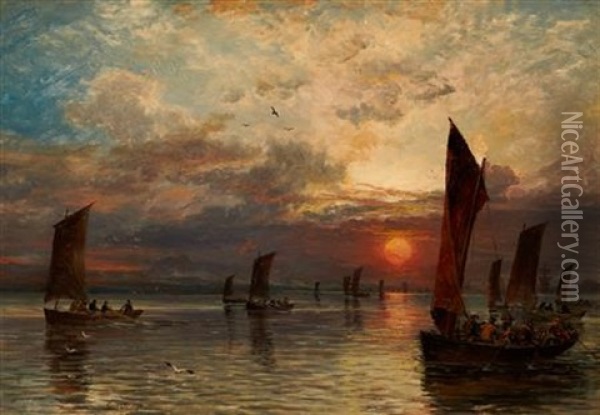 The Departure Of The Fleet Oil Painting - Samuel Bough