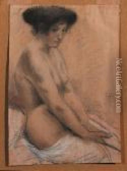 A Seated Nude Oil Painting - Armand Rassenfosse