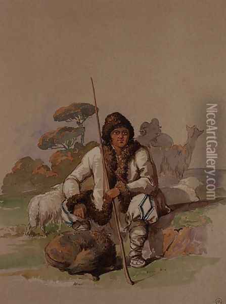 Shepherd, c.1855 Oil Painting - Amadeo Preziosi
