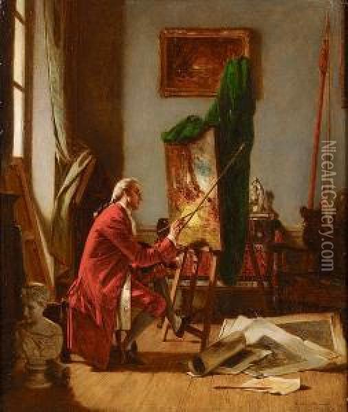 The Artist In His Studio Oil Painting - Victor Joseph Chavet