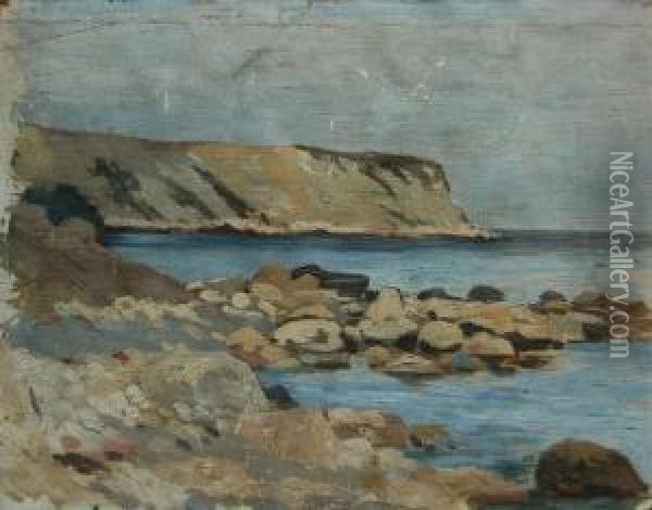 Skaliste Wybrzeze Morskie W Okolicach Warny Oil Painting - Marian, Michal Wawrzeniecki