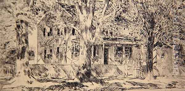 House on the Main Street, Easthampton, 1922 Oil Painting - Childe Hassam