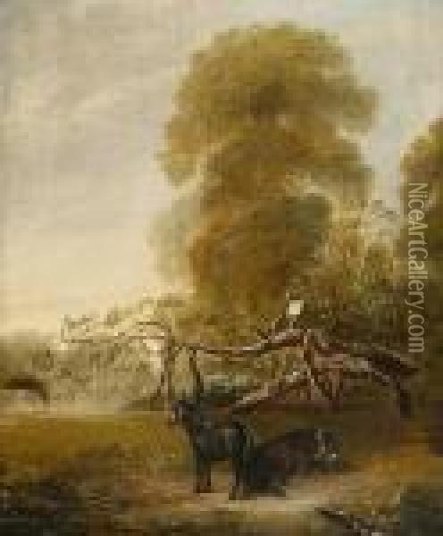 The Original Ribston Apple Tree With Favourite Pony And Donkey Oil Painting - John Snr Ferneley