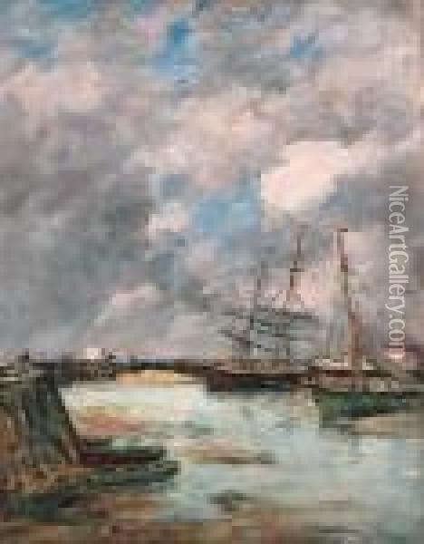 Trouville, Les Jetes, Mare Basse Oil Painting - Eugene Boudin