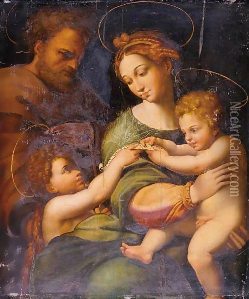 Holy Family With Saint John The Baptist Oil Painting - Raphael (Raffaello Sanzio of Urbino)