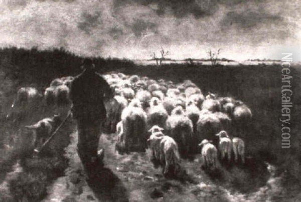 Herding Sheep Oil Painting - Anton Mauve