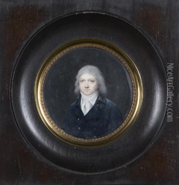 Portrait D'homme A La Redingote, Miniature Oil Painting - Jean-Baptiste Isabey