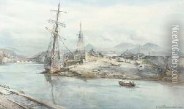 Port Medoc Oil Painting - Charles William Adderton