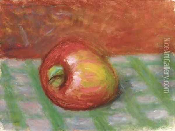 Apple on a Checkered Cloth Oil Painting - William Glackens