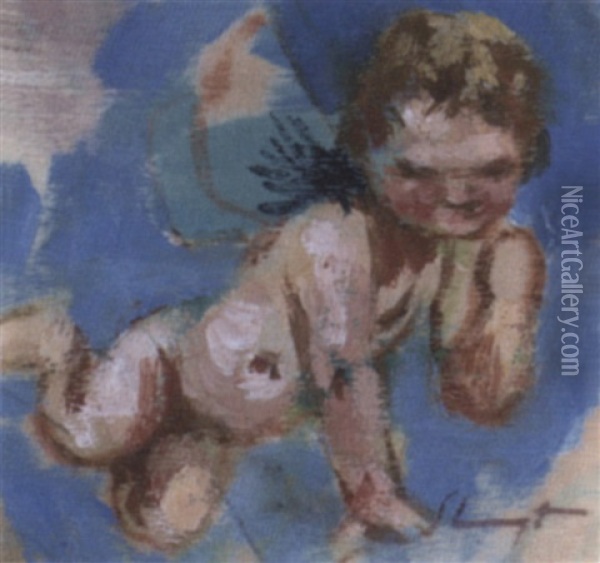 Putto Oil Painting - Max Slevogt