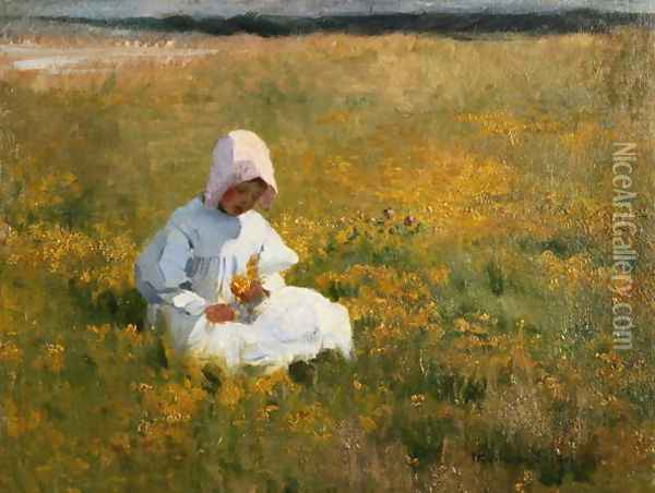 In a Field of Buttercups Oil Painting - Marianne Preindelsberger Stokes