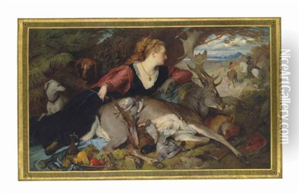 Diana Amongst The Spoils Of The Hunt Oil Painting - Ferdinand Keller