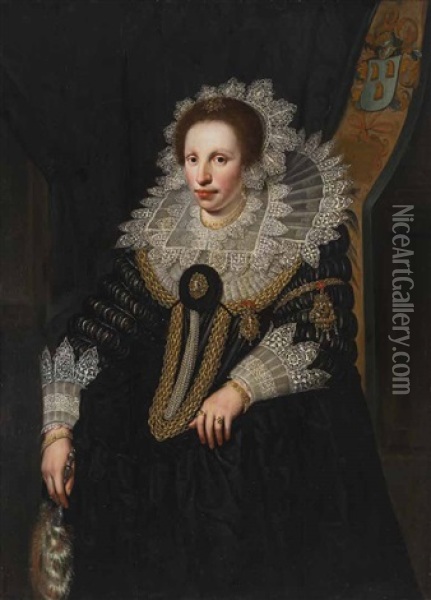 Portrat Einer Hofischen Dame Oil Painting - Jan Anthonisz Van Ravesteyn