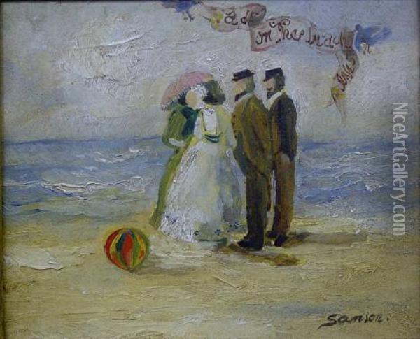 Beach Scene Oil Painting - Sanson