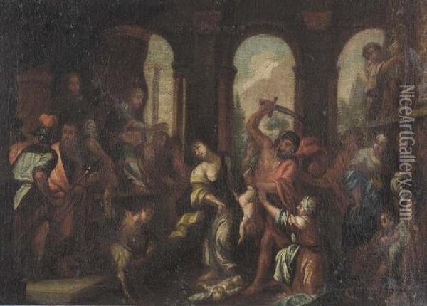 Das Urteil Des Salomo. Oil Painting - Domenico Zampieri (Domenichino)
