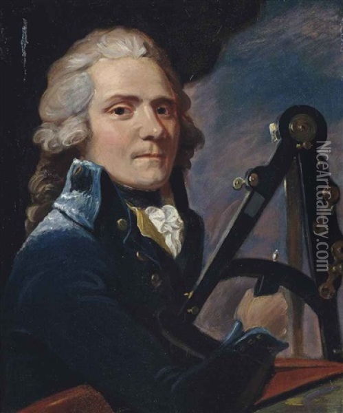 Portrait Of A Gentleman, Traditionally Identified As Lord Spencer Compton (1738-1796), Bust-length, In A Blue Coat, Holding A Sextant Oil Painting - John Singleton Copley
