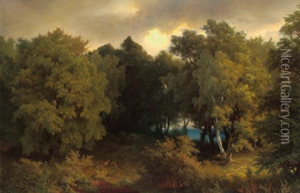 Waldlandschaft Oil Painting - Johann Wilhelm Schirmer