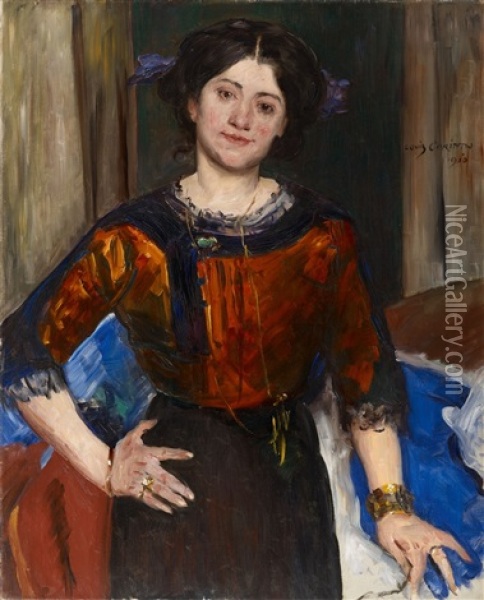 Portrat Charlotte Corinth In Brauner Bluse Oil Painting - Lovis Corinth